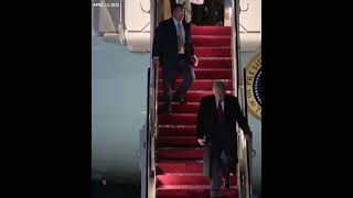 Elon Musk's son X trying to follow Trump walking down Air Force One