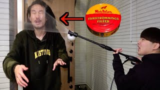 MYに世界一臭いシュールストレミングを噴射してみた【ドッキリ】 のサムネイル